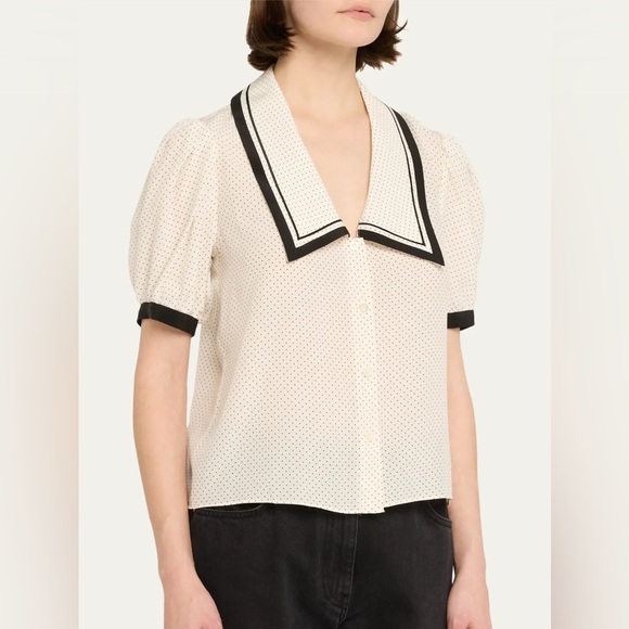 NWT Frame The Sailor Polka Dot Silk Blouse - Picture 5 of 10